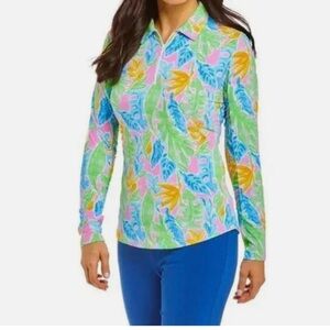 IBKUL Women's Tropical Print Button Down Shirt